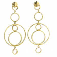 Dangling Circle Bamboo 18k Gold Diamond Earrings Image