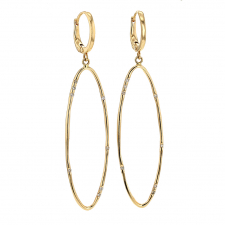 Ellipse Bamboo Rose Gold Diamond Earrings Image