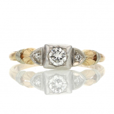 Vintage Mixed 18k White Gold and 14k Yellow Gold Diamond Ring Image