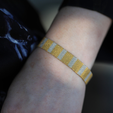 White and Yellow Gold Vintage Woven Mesh Bracelet Image