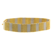 White and Yellow Gold Vintage Woven Mesh Bracelet Image