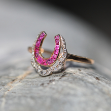 Antique Horse Shoe Ruby and Diamond Ring Image