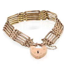 Heart Padlock Gate Link Vintage Bracelet