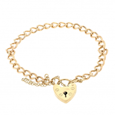 Victorian Heart Padlock Link Gold Bracelet Image