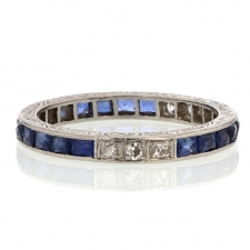 Vintage Diamond and Sapphire Platinum French Cut Ring Image