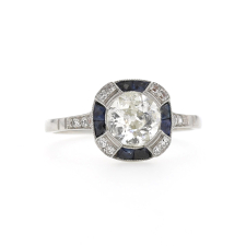 Platinum Diamond and Sapphire Vintage Ring Image