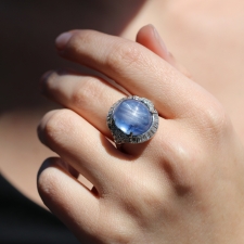 Blue Star Sapphire and Diamond Art Deco Ring Image