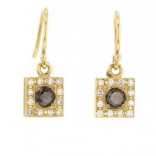 Black Diamond Gold Square Earrings Image