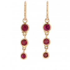 Rose Gold Ruby Triple Drop Earrings