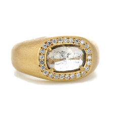 Grey Diamond 18k Yellow Gold Gypsy Ring Image