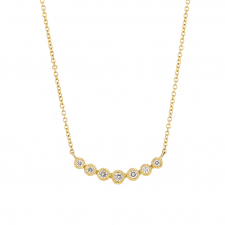 Curved Seven Diamond Bezel 18k Gold Necklace Image