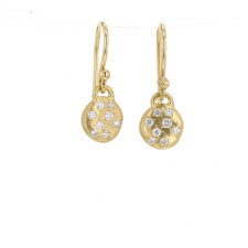 Small Disc Diamond Dew Gold Earrings Image