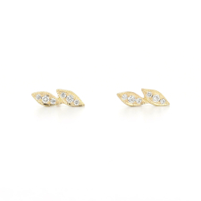 Gold Diamond Double Leaf Post Stud Earrings Image