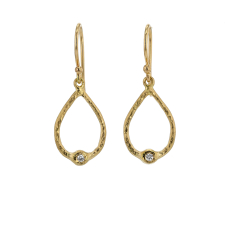 Opal Textural Teardrop 18k Gold Diamond Earrings Image