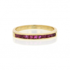 18k Yellow Gold Channel Set Ruby Band Image