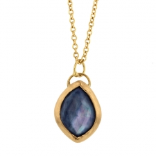 Crystal Quartz, Moonstone and Blue Sapphire Gold Necklace Image