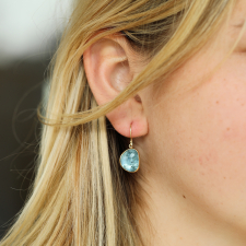 Aquamarine Asymmetrical Rose Cut Earrings