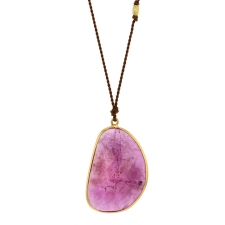 Pink Sapphire XL Freeform 18k Gold Necklace Image