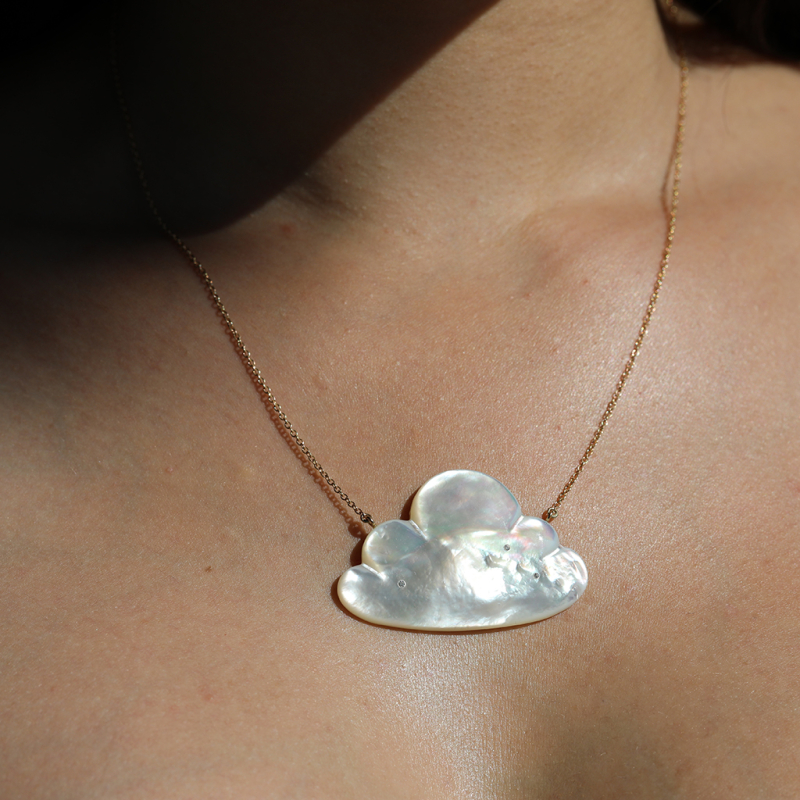 Large Mother of Pearl Cloud Necklace