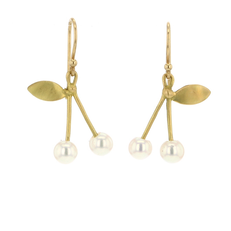 Gold Cherry Pearl Earrings