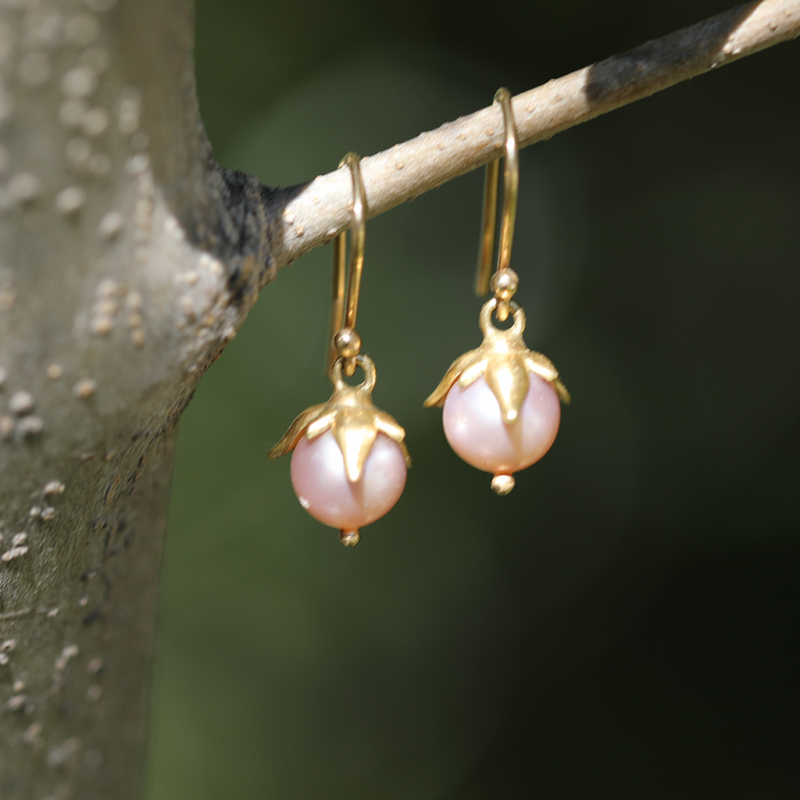 Lavender Pearl Berries Earrings