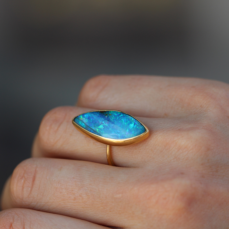 Boulder Opal Marquis Ring