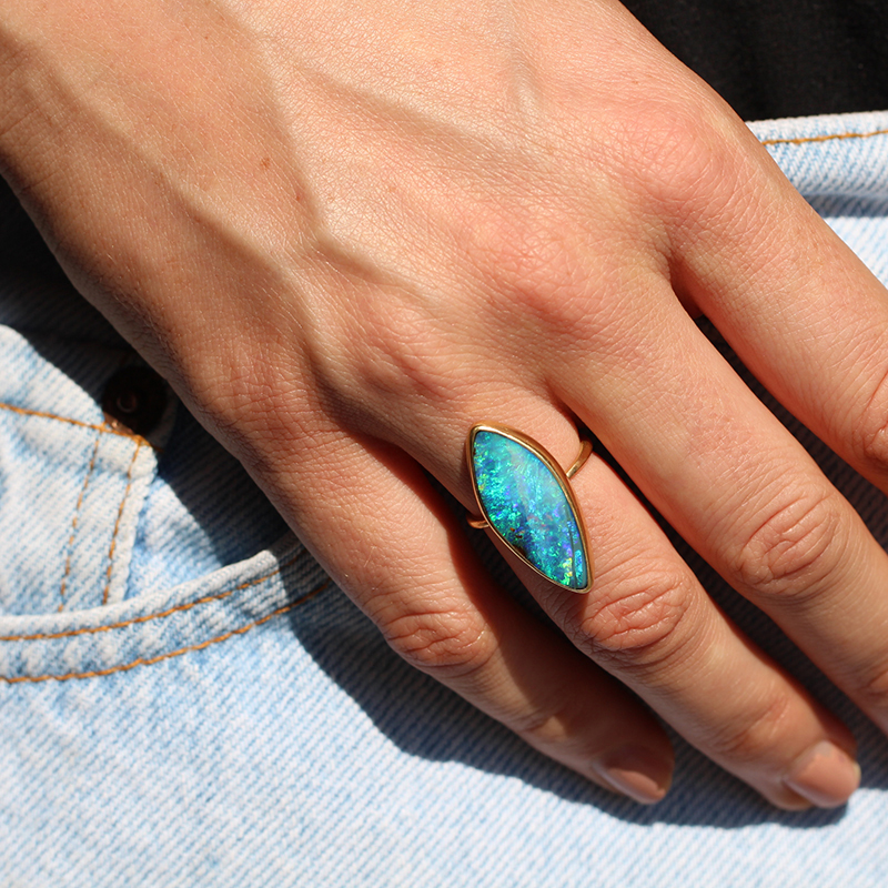 Boulder Opal Marquis Ring