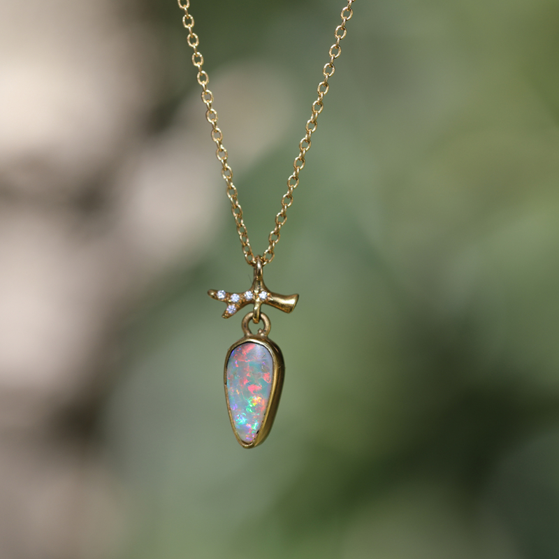 Australian White Opal Gold Necklace
