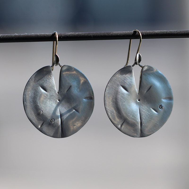 Large Silver Lilly Pad Earrings
