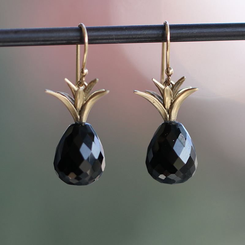 Black Onyx Pineapple Earrings