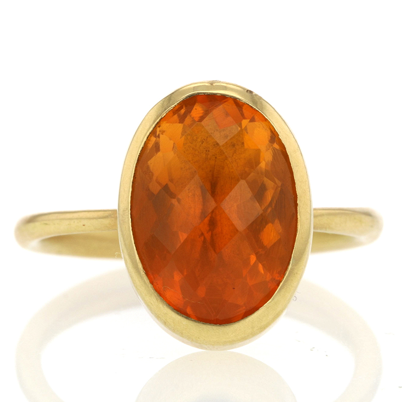 Oval Fire Opal Gold Ring