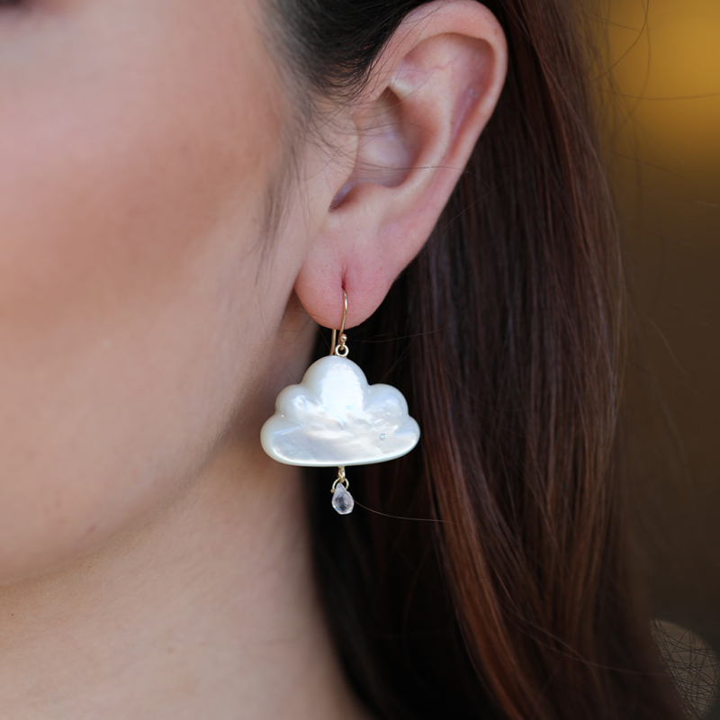 Large Mother of Pearl Daydreamer Cloud Earrings