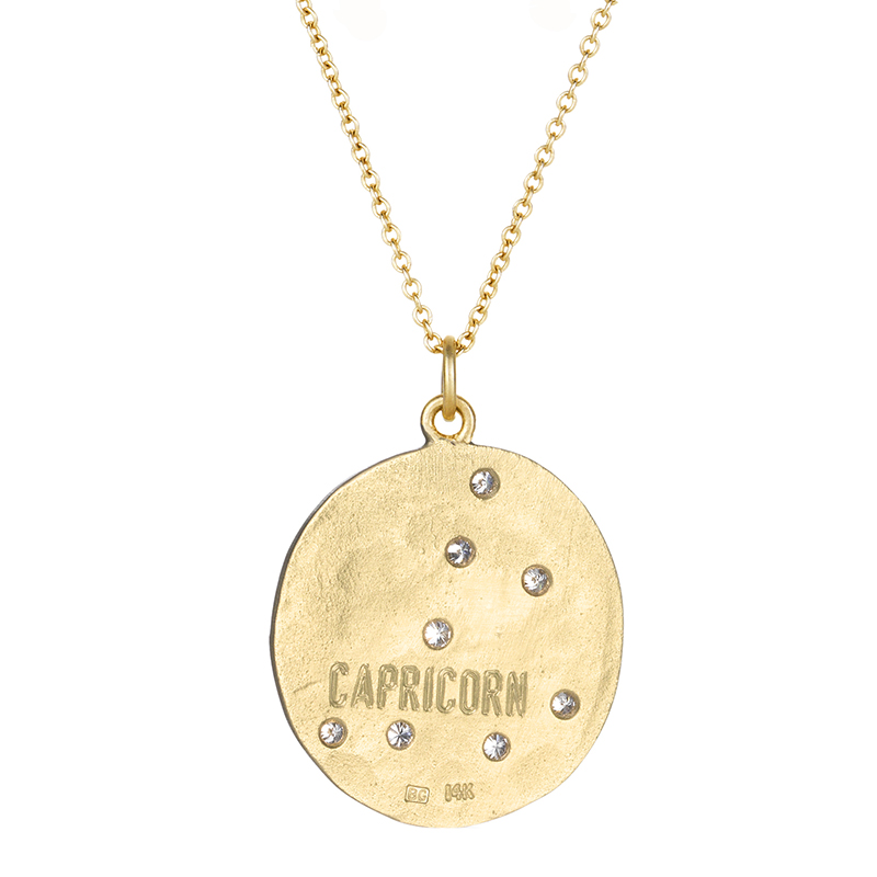 Capricorn 14k Gold Diamond Constellation Astrology Necklace