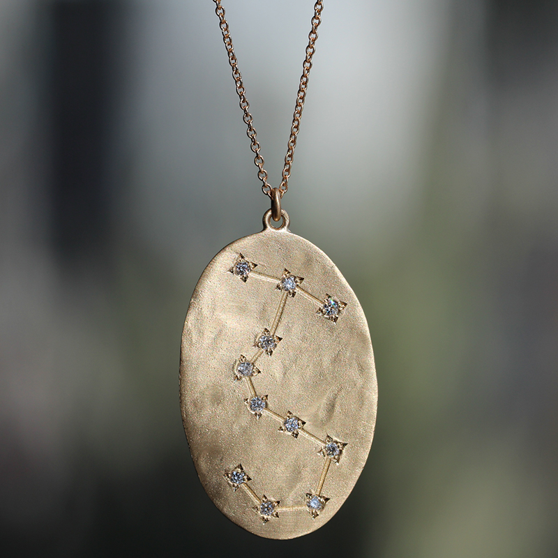 Scorpio 14k Gold Diamond Constellation Astrology Necklace