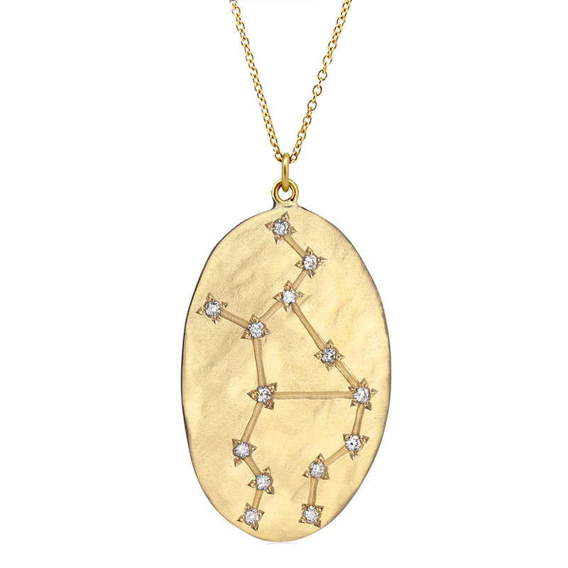 Virgo 14k Gold Diamond Constellation Astrology Necklace