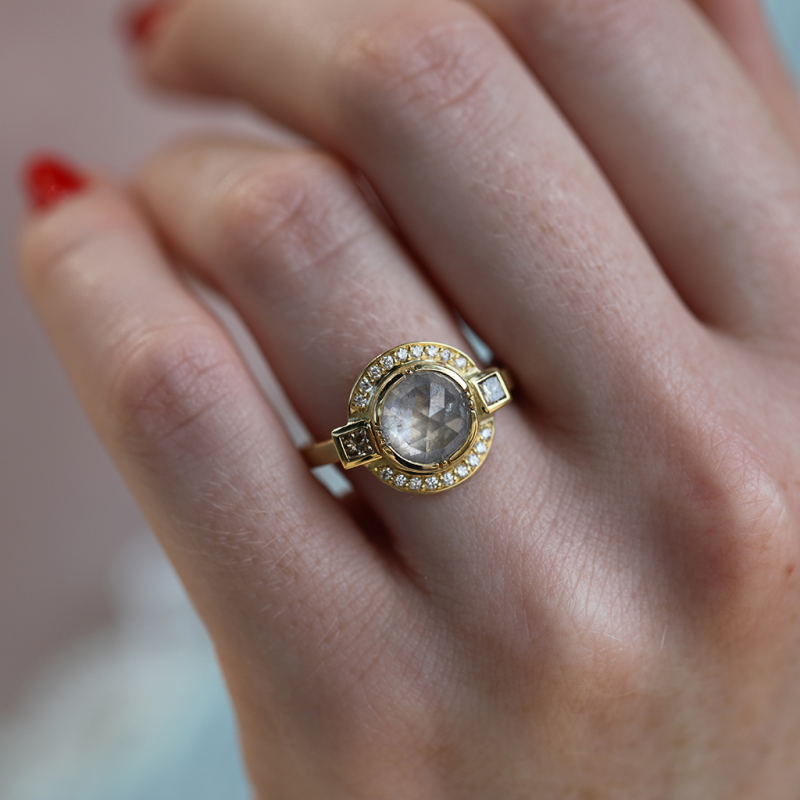 Galaxy Rose Cut Diamond Gold Ring
