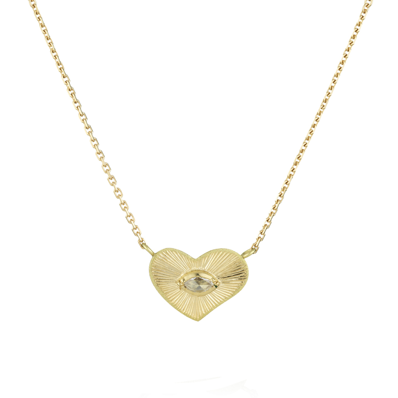 Engraved Heart Marquis Diamond Necklace
