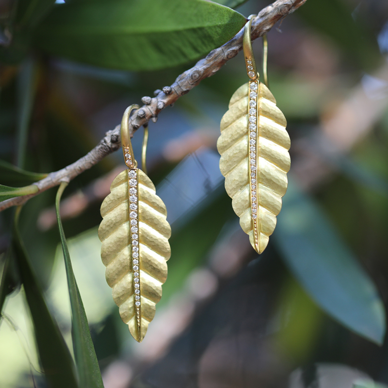 Maya Leaf Diamond Earrings