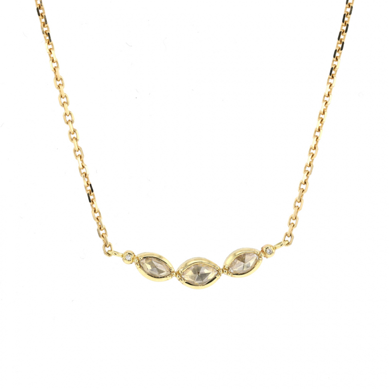 Triple Diamond Marquis 18k Gold Necklace