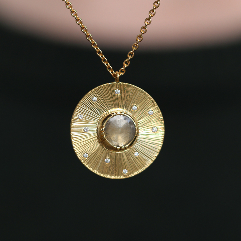 Engraved Starlight Diamond Gold Necklace