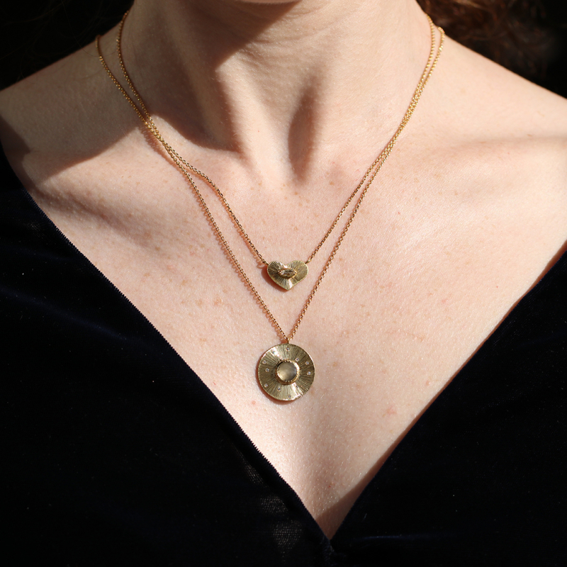 Engraved Starlight Diamond Gold Necklace