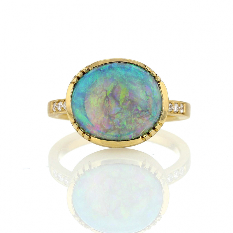 Australian Crystal Opal Gold Ring