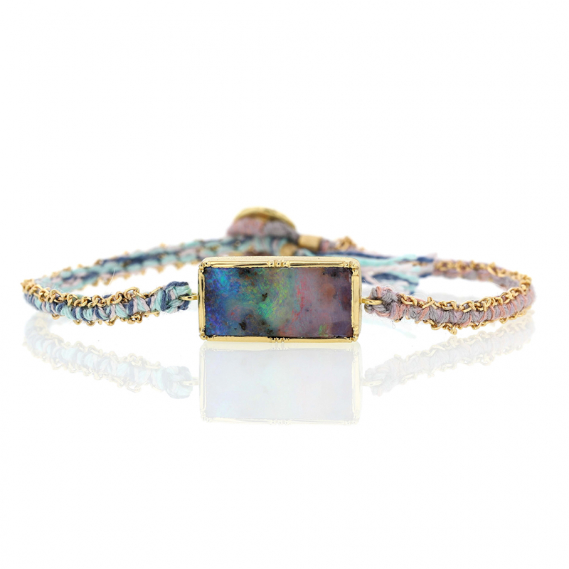 18k Boulder Opal Silk Gold Bracelet