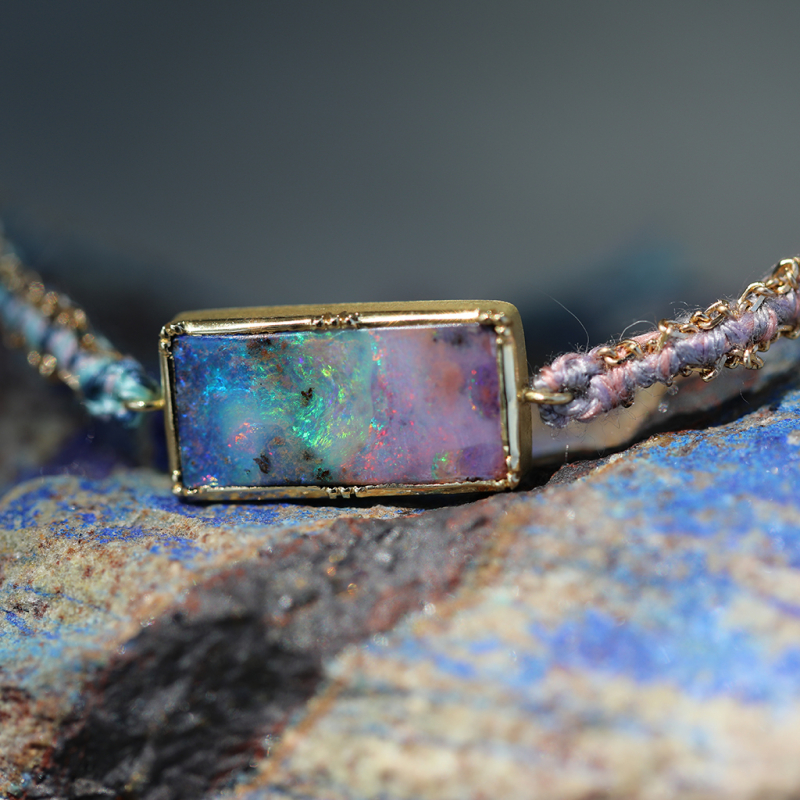 18k Boulder Opal Silk Gold Bracelet