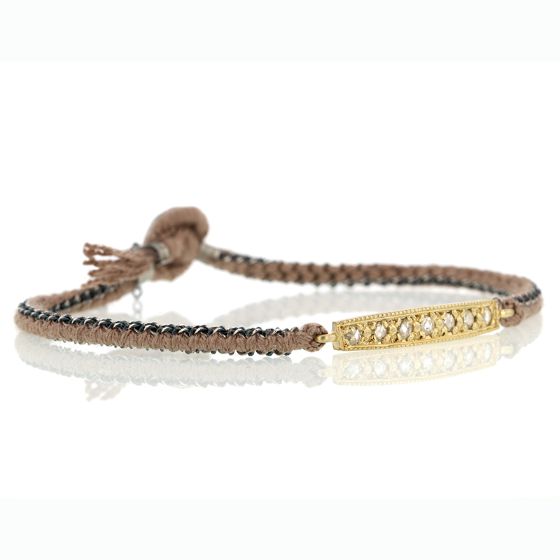 Brooke Gregson | 14k Yellow Gold Diamond Bar Silk Woven Bracelet at ...