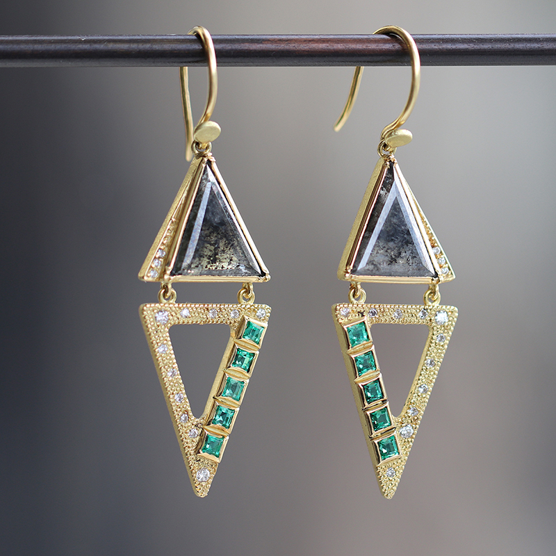 Nefertiti Diamond Emerald Earrings