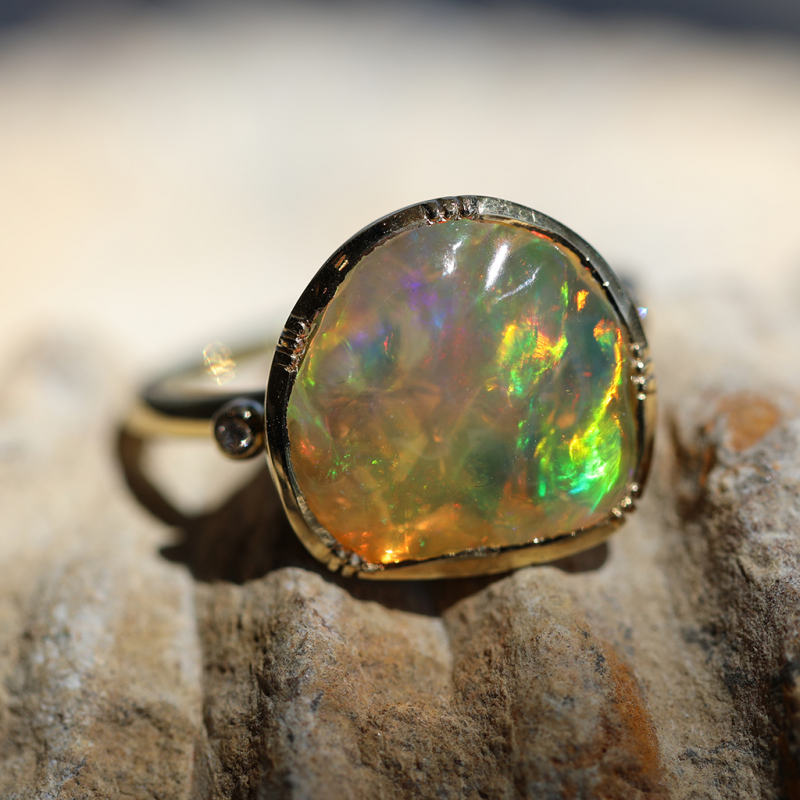 18K White & Yellow Gold Fire Opal Ring | Judith Arnell - Judith Arnell  Jewelers