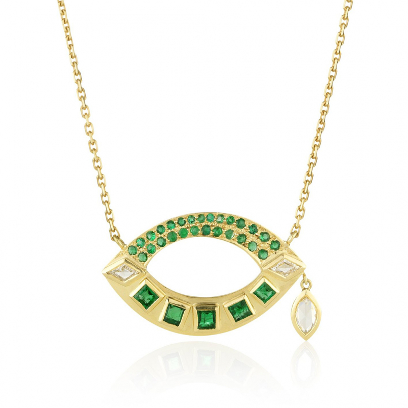 Open Talisman Emerald and Diamond Necklace