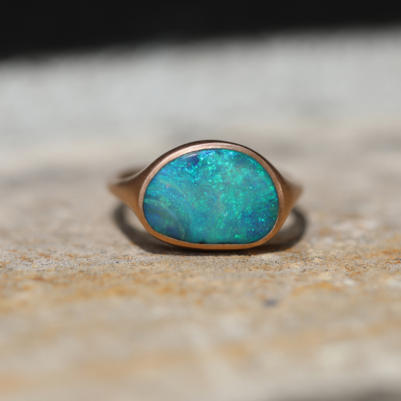 Australian Boulder Opal 18k Rose Gold Ring