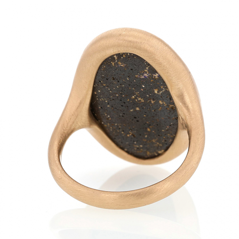 Australian Boulder Opal 18k Rose Gold Vertical Ring